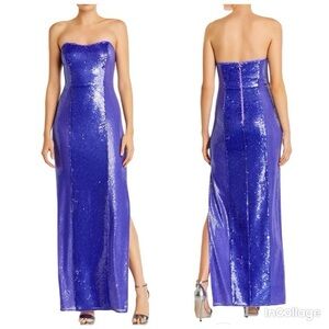 NWT Aidan Mattox Strapless Sequin Gown in Vibrant Royal Purple
